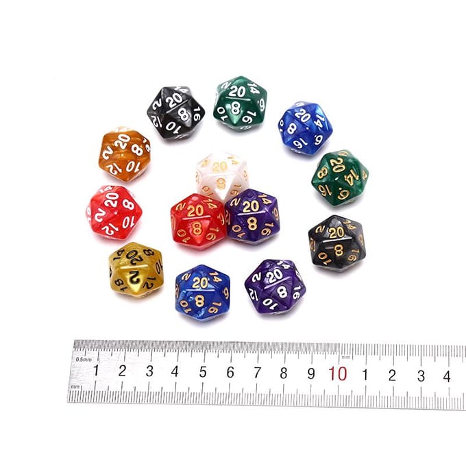 Dés D20 nacrés durables en acrylique à 20 faces pour jeu de société, 1 pièce