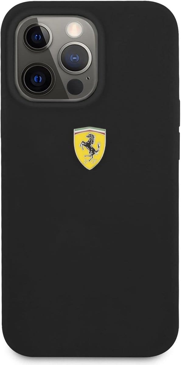 Ferrari Silicone Back Case - Geschikt voor Apple iPhone 13 Pro (6.1") - Zwart