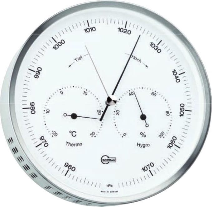 Barigo 350 Weerstation - barometer thermometer hygrometer - edelstaal - witte wijzerplaat - ø 16 cm