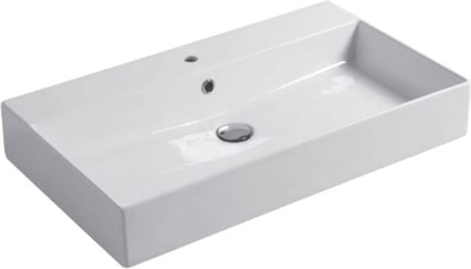 Saqu Square Wastafel 1 bak 1 krg 80x40x12 cm Mat Wit