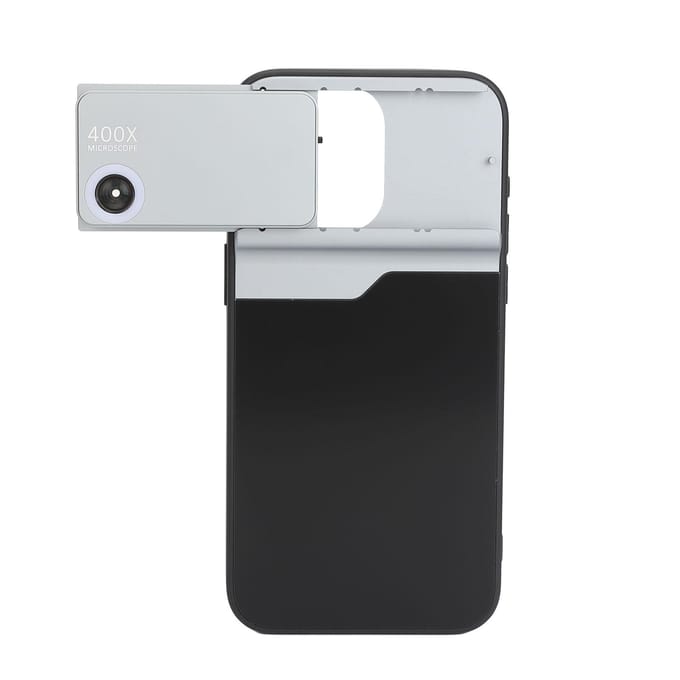 400X Telefoonmicroscoop met LED-licht HD Optische Lens Mobiele Telefoon Mini Zakmicroscoop voor IPhone gray