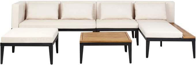 BRACCIANO - Loungeset 4-zits ottomaan - Lichtbeige - Acaciahout