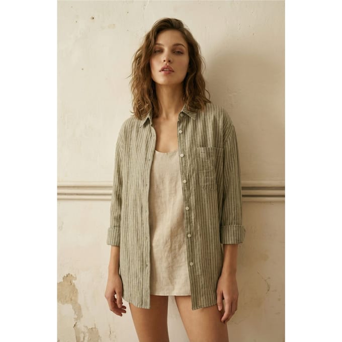 Oversized gestreepte blouse met knopen