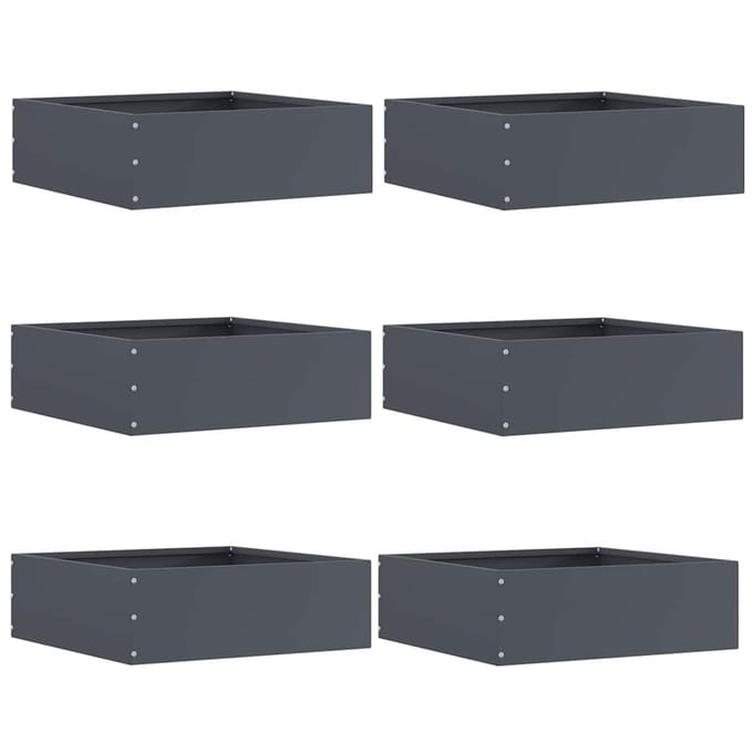 vidaXL - Gazonrand - 6 - st - 40 - x - 40 - x - 13 - cm - Staal - Antraciet
