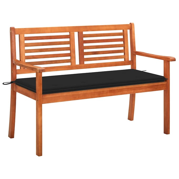 vidaXL - Tuinbank - 2-zits - met - kussen - 120 - cm - massief - eucalyptushout