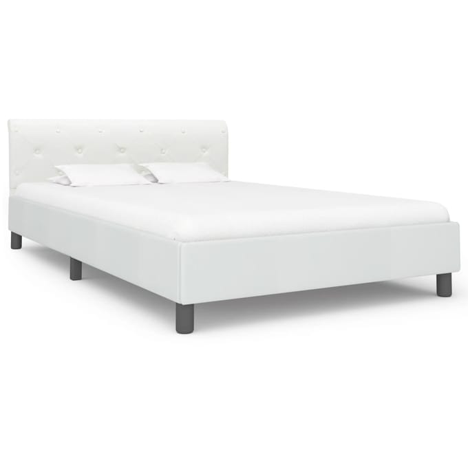 vidaXL - Bedframe - kunstleer - wit - 140x200 - cm