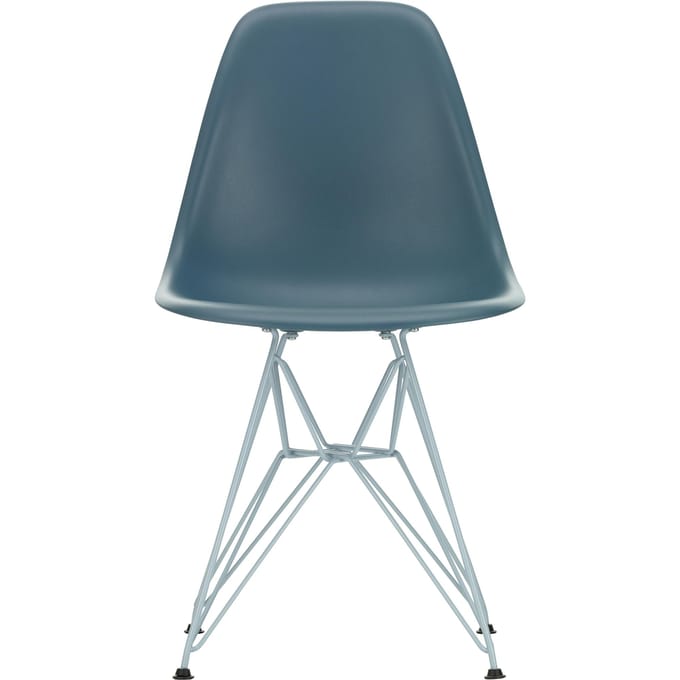 Vitra DSR Colours Eames Plastic Side Chair - Glijders voor tapijt - zeeblauw RE