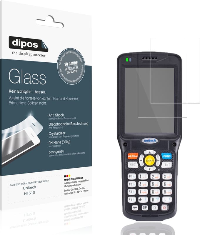 dipos – 2x Pantserfolie geschikt voor Unitech HT510 | 9H Screenprotector