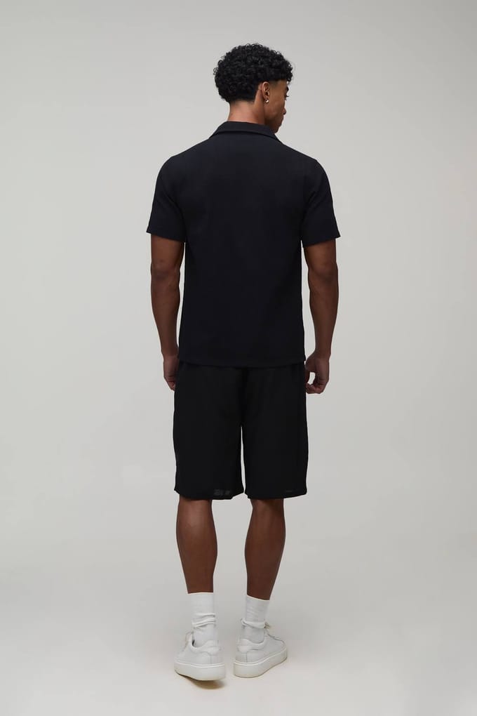 Regular Fit Overhemd Met Contrasterende Palmbomenprint | Black | Size Small
