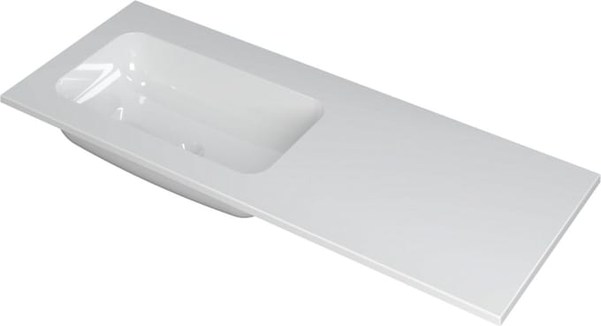 INK Faktor wastafel polystone links zonder kraangat 120x45x1,5cm, glans wit