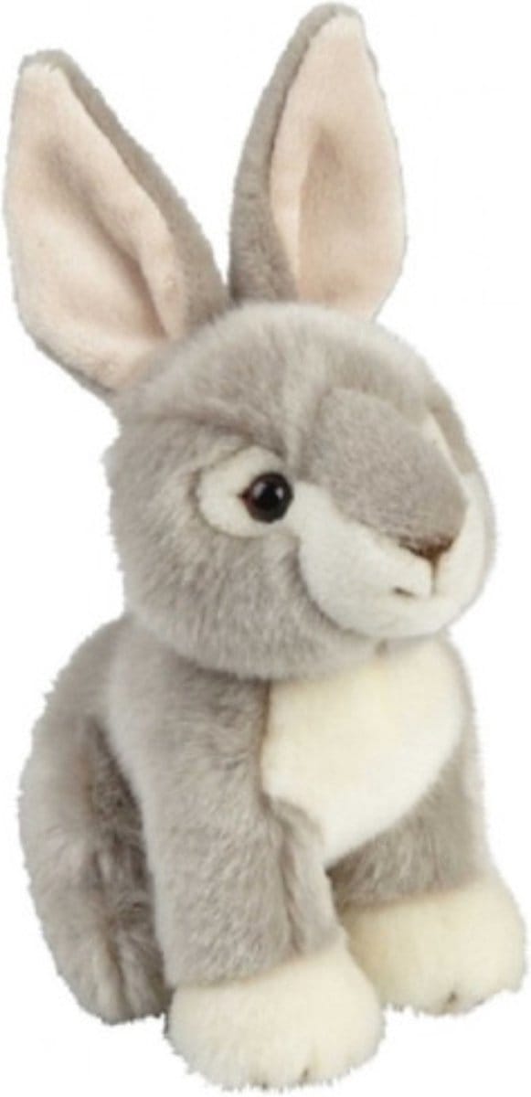 Ravensden Pluche konijn/haas - knuffel konijn - zittend 18 cm - speelgoed knuffeldier