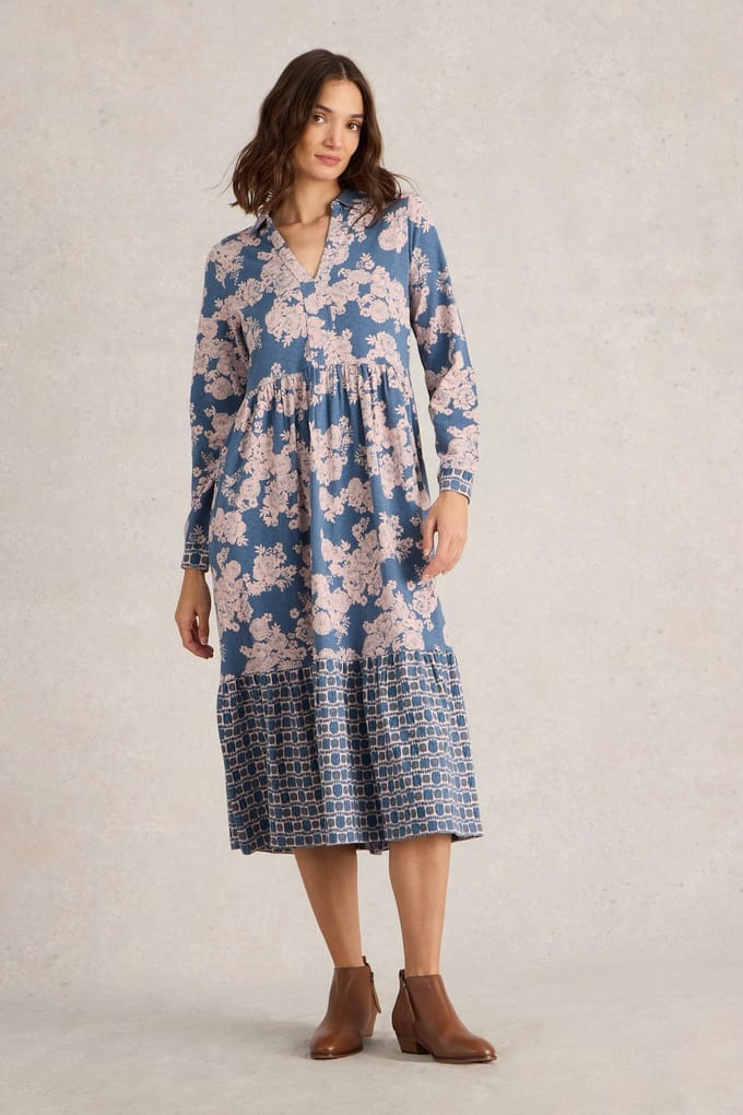 White Stuff Aimee Jersey Dress Blue Multi Taglia: 8 | Abiti Midi Outlet | Donna | Blu