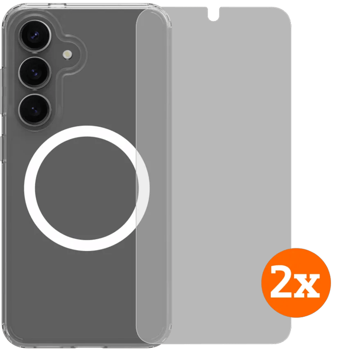 BlueBuilt Protective Back Cover Magneet Galaxy S25 Transparant + Screenprotector Duo Pack