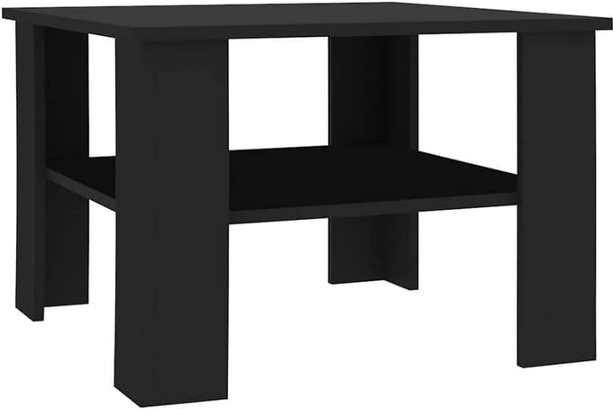Salontafel Vierkant met Opbergvak Houtkleur Zwart