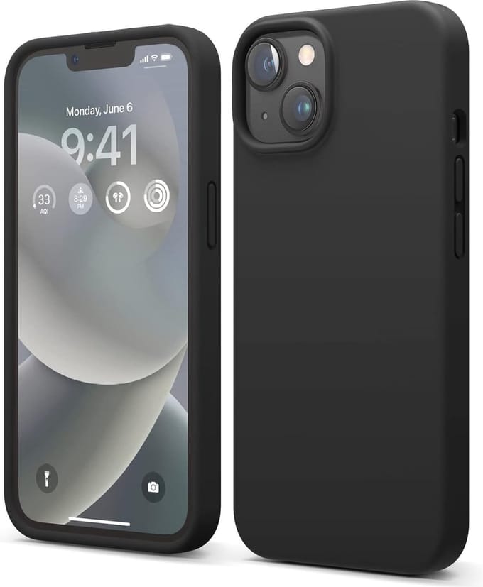 Solid hoesje Soft Touch Liquid Silicone Flexible TPU Cover - Geschikt voor: iPhone 14 Plus - Zwart
