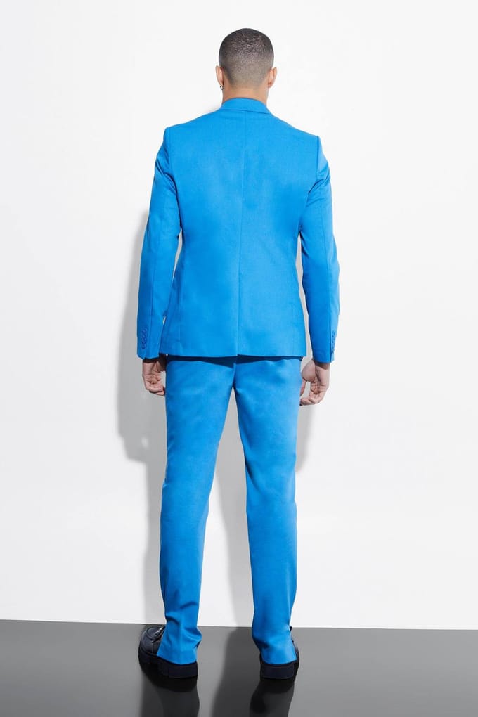 Oversized Single Breasted Suit Jacket | Blue | Size 48