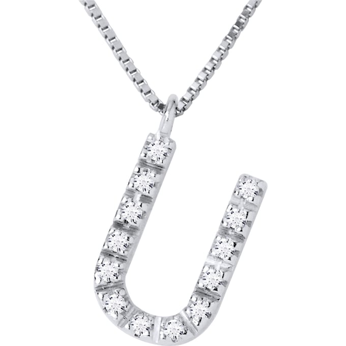 Collar ABC Diamonds 0.06 Cts LETTER "U" 18K wit