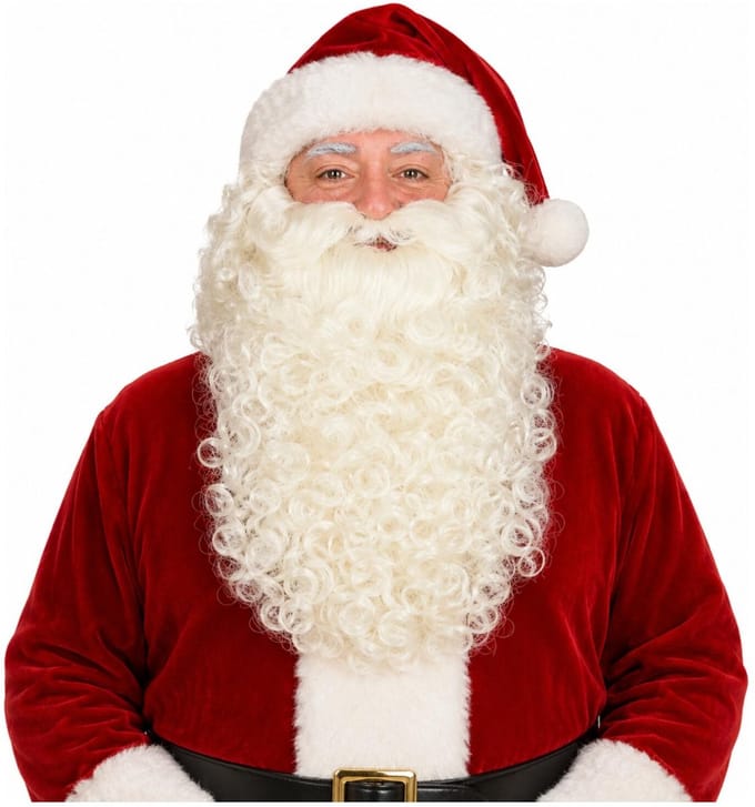 Kerstman pruik set - creme wit - baard - kerstmannen accessoires - kerstmannenpruik