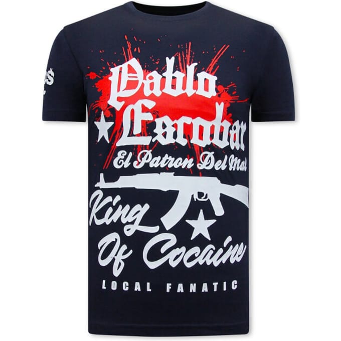 Pablo Escobar Print Heren T-shirt - Navy