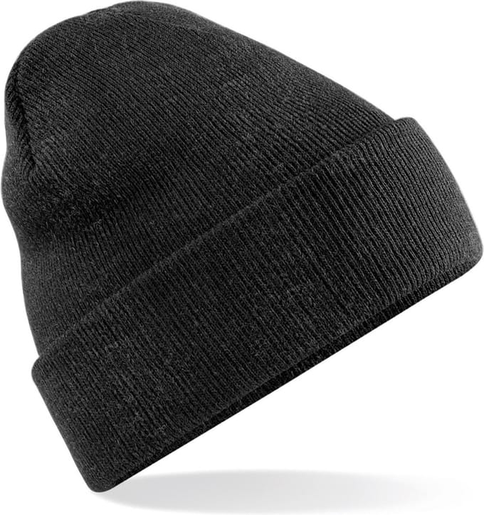Beechfield Basic dames / heren beanie wintermuts - 100% soft Acryl - antraciet - Super soft - Brede omslag band