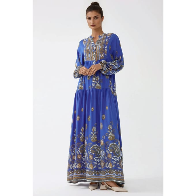 Geprinte Maxi Jurk met Lange Mouwen van Viscose