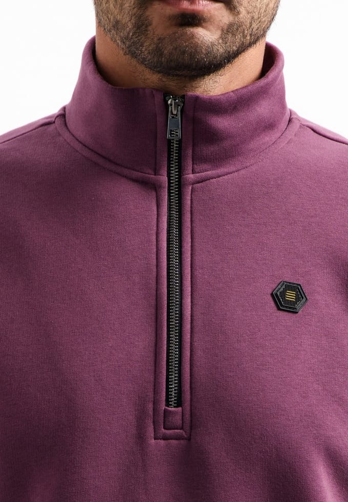 No Excess Sweater Half Zip Brushed Dark Wine Größe: M | Pullover Outlet | Herren | Rot