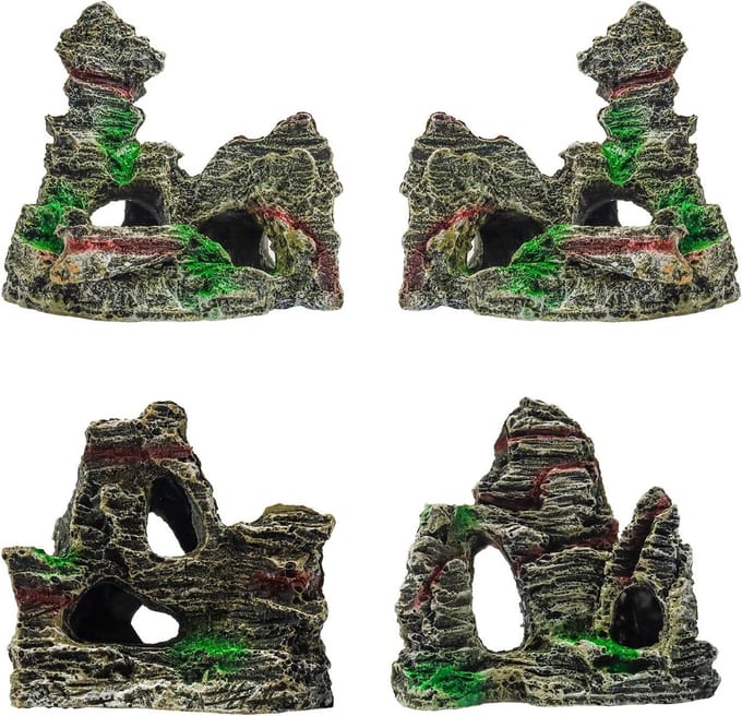 Kunstmatige Rotstuin - Mini Tuin Beeldjes - Landschap Decoratie - Duurzaam Plastic Materiaal - 4 Stuks - A