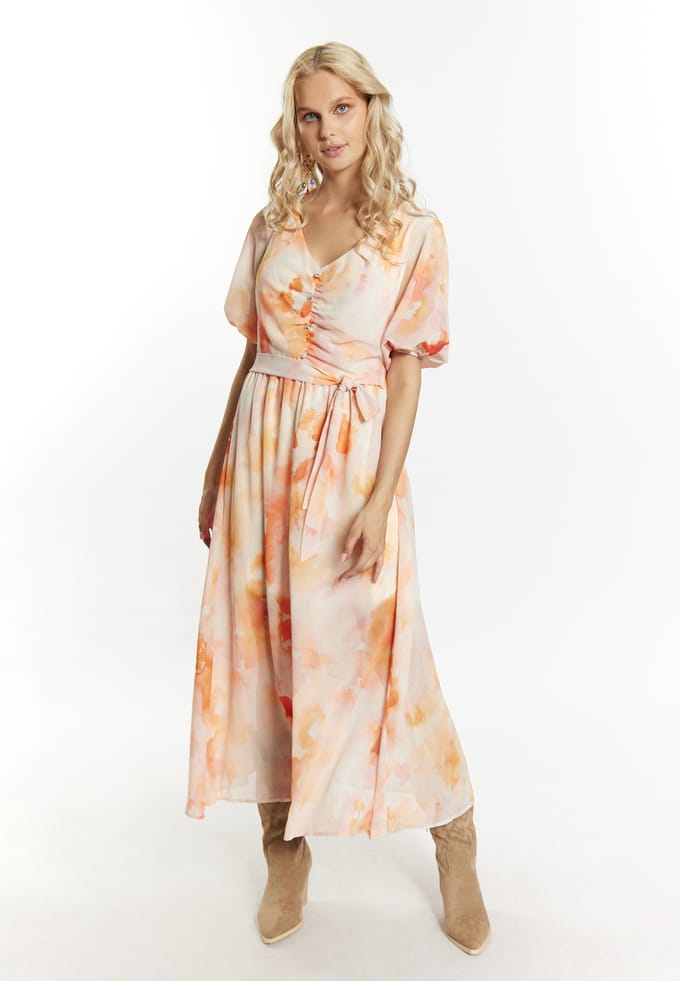 IZIA Jurk Dames Oranje Veelkleurig