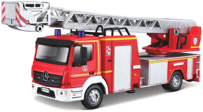 Bburago Mercedes-Benz Atego - Modelauto - Schaal 1:50 - Rood/Wit/Grijs