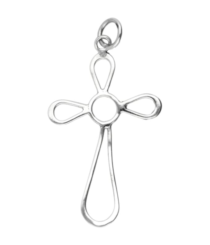 Zilveren Kruis gelust opengewerkt XL ketting hanger