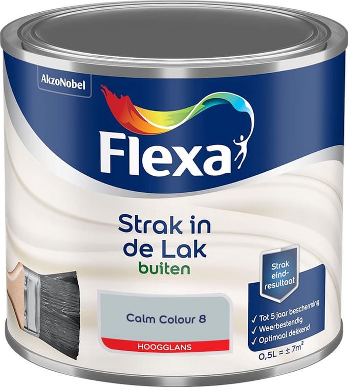 Flexa - Strak In De Lak Buitenlak Hoogglans - Calm Colour 8 - Mengverf - 500 Ml
