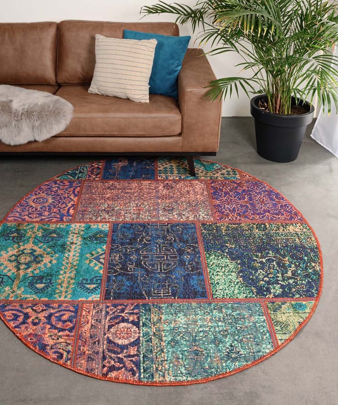 Patchwork vloerkleed rond - Fade No.1 multi 76
