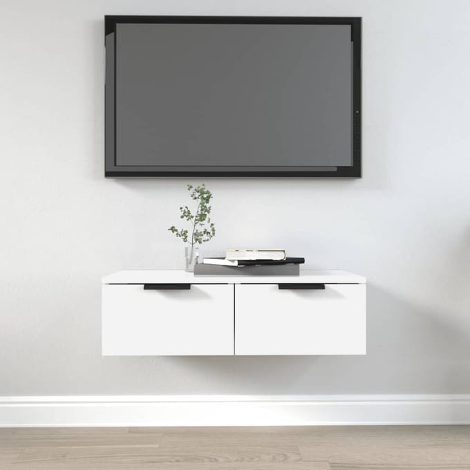 vidaXL - Wandkast - 68x30x20 - cm - bewerkt - hout - wit