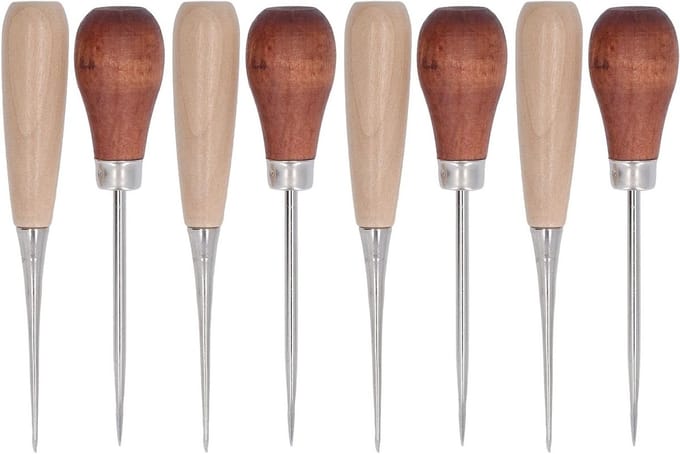 Complete Set van 8 Houten Handgrepen Leernaalden voor Multifunctionele DIY Reparatie en Stikwerk