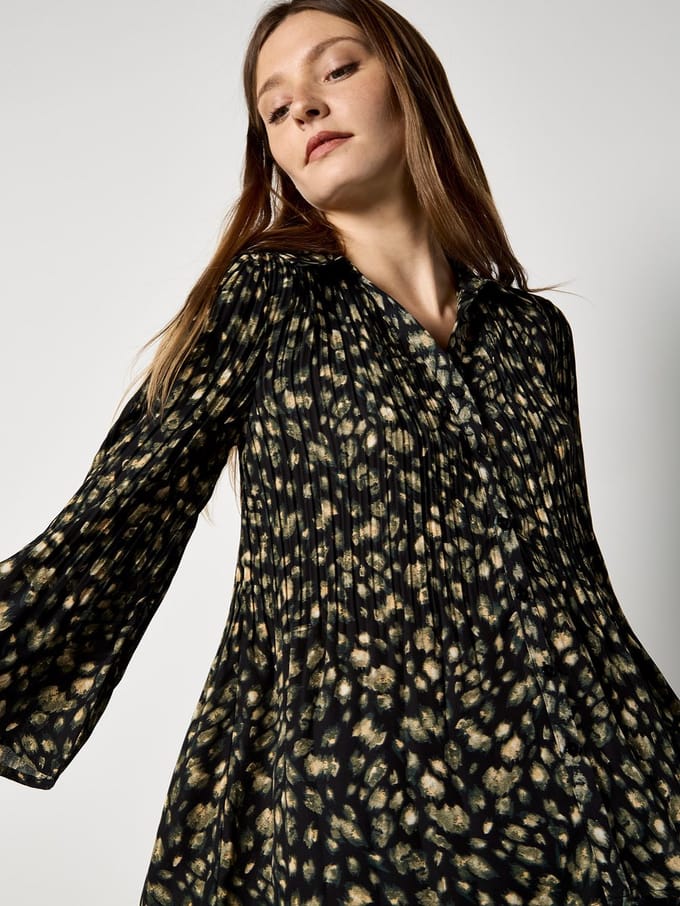 Cropshirt van chiffon met abstracte dierenprint