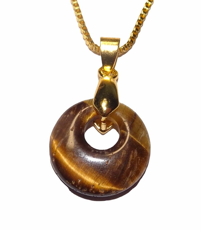 Tijgeroog Mini Donut Hanger Verguld