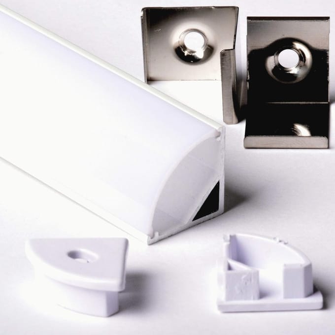 Aluminium Profiel voor LED-strips 2m met Ronde Hoek en Afdekking