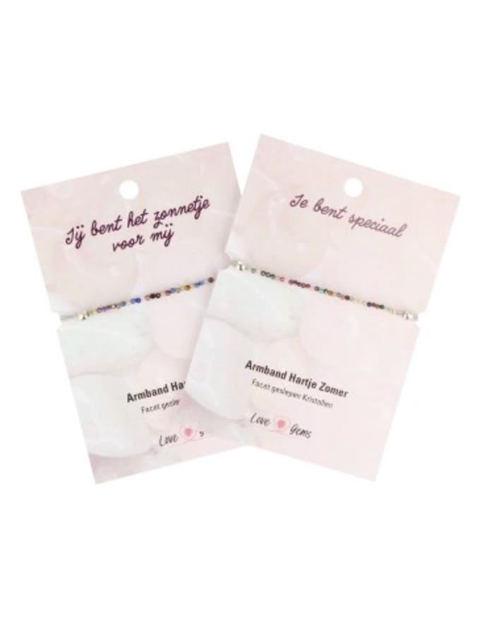 Multikleur hartje zomer armband - Love Gems