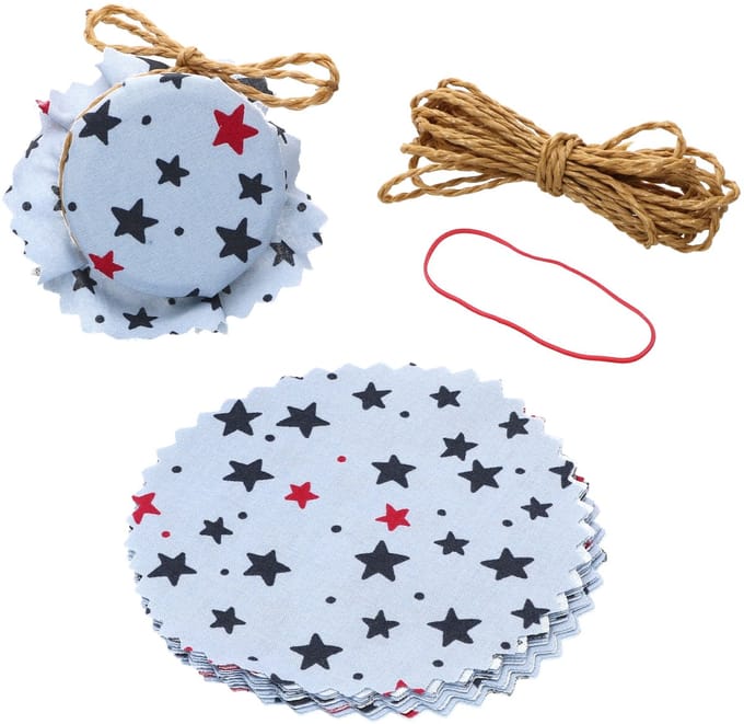 Crash glasweefsel doily 10 stuks sterren grijs + elastiek + 4m jute koord