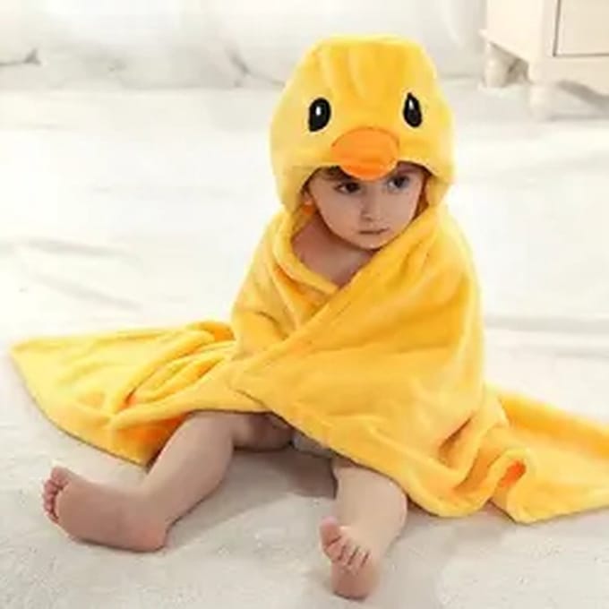 Badcape - Babycape - Fleecedeken - Maxi cosy deken - Kraam Cadeau - Capuchon - Eend print