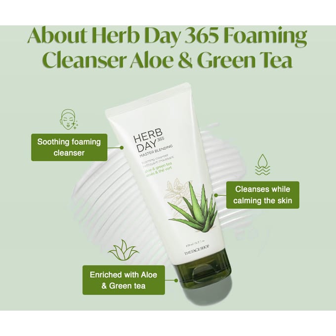 THE FACE SHOP - Herb Day 365 Master Blending Cleansing Cream #Aloe & Green Tea white