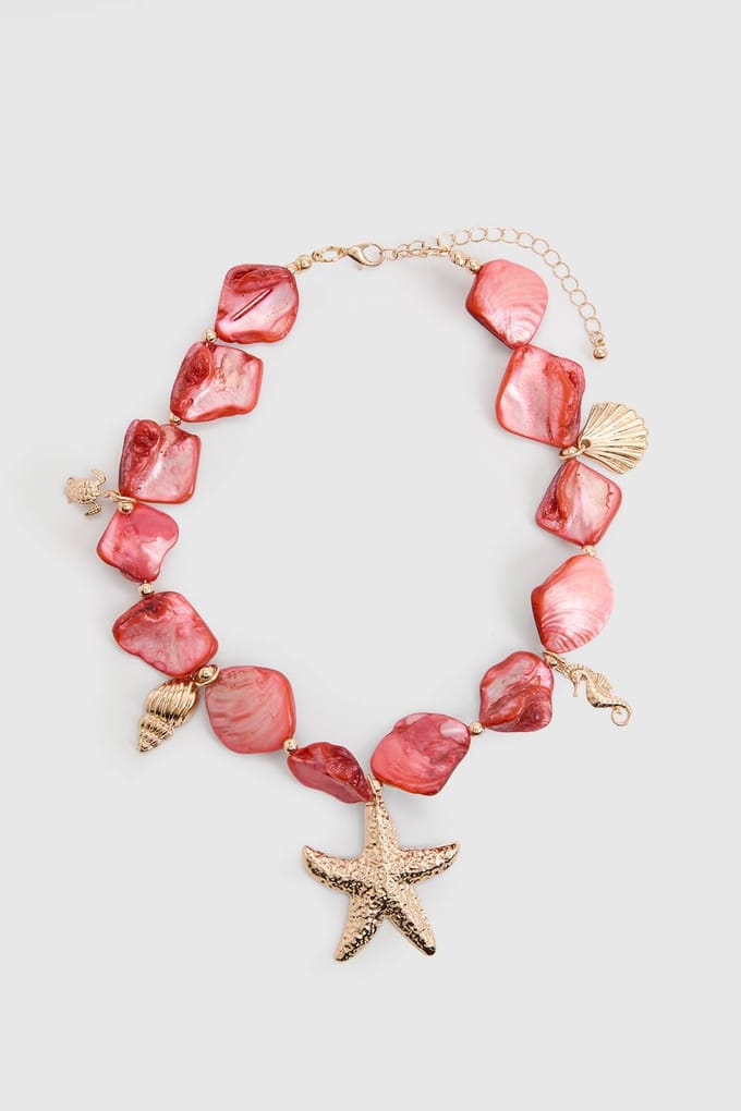 boohoo Dames Schelp Zeester Statement Bedel Ketting | Goud
