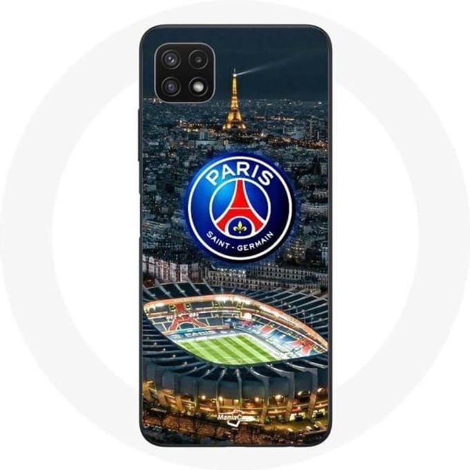 Coque - maniacase - Samsung Galaxy A22 5G - Noir - Souple - PSG Logo Tour Eiffel noir