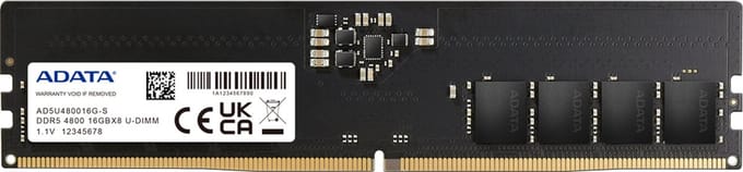 A-Data UDIMM DDR5-4800 - 16GB - CL40 - Single Channel (1 pcs) - Zwart