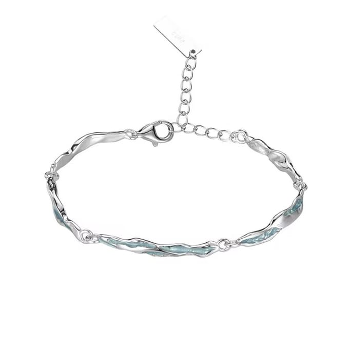 Zilveren armband met blauw glazuur