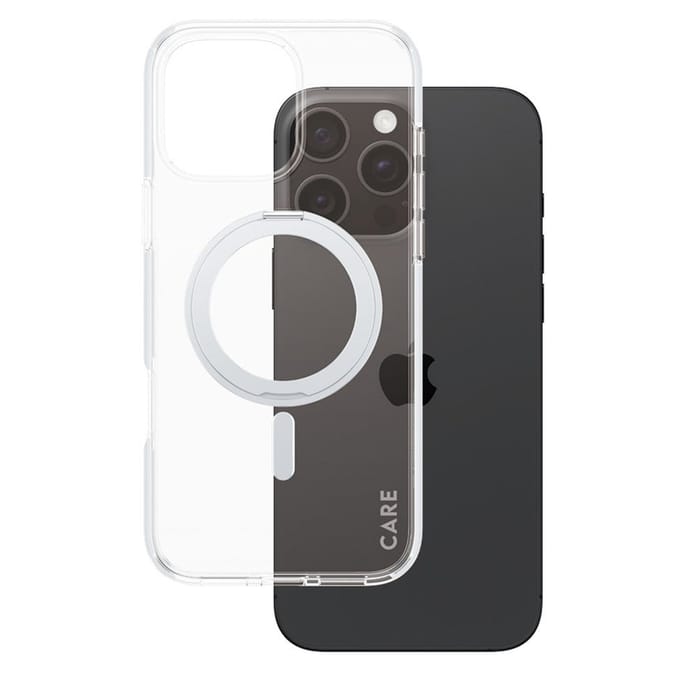 CARE by PanzerGlass Feature Case - Transparant w. - Zilver Kickstand & MagSafe iPhone 16 Pro Max