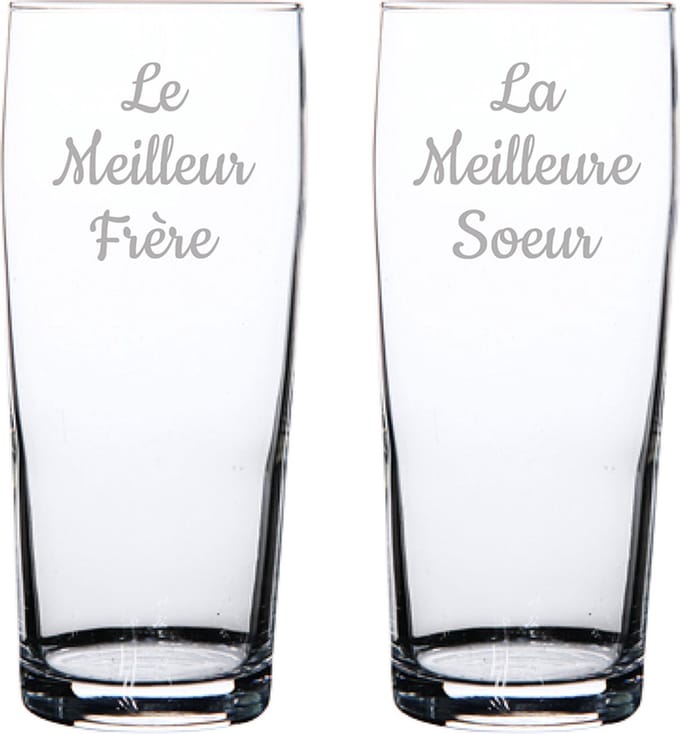 Bierfluitje gegraveerd - 19cl - Le Meilleur Frère & La Meilleure Soeur