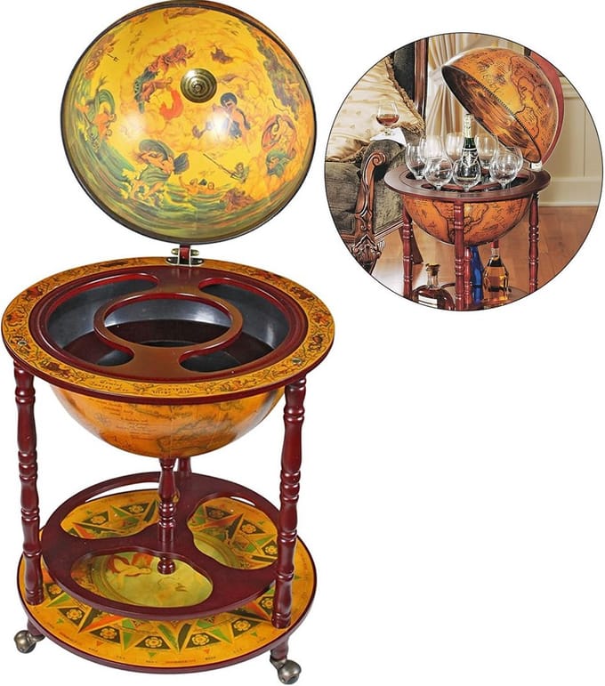 ApexArte® Globebar - Wereldbol bar - Whiskey Set - Bijzettafel - Authentiek