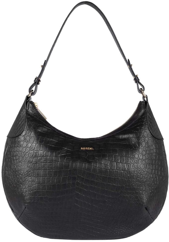 ROECKL Leren schoudertas Liberty Shoulderbag Croco Black zwart