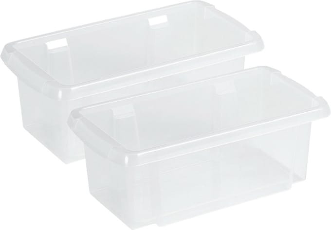 Sunware Opslagbox Nesta - 4x - kunststof - 7L - transparant - 38 x 21 x 14 cm - stapelbaar